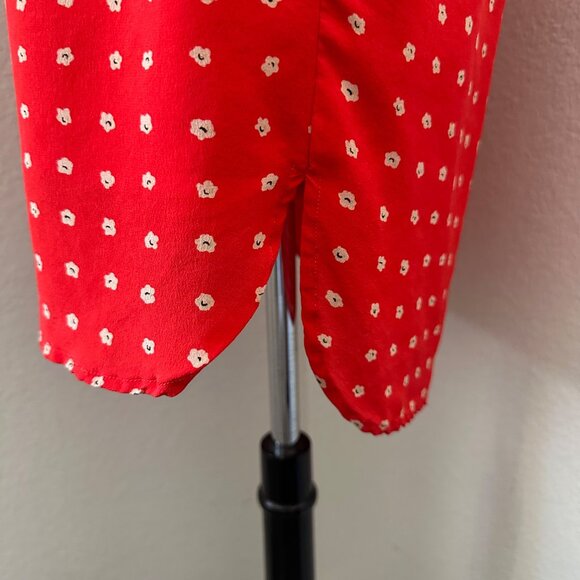 Madewell Silk Button-Front Sleeveless Midi Dress Red White Floral Print Sz S - Picture 9 of 13